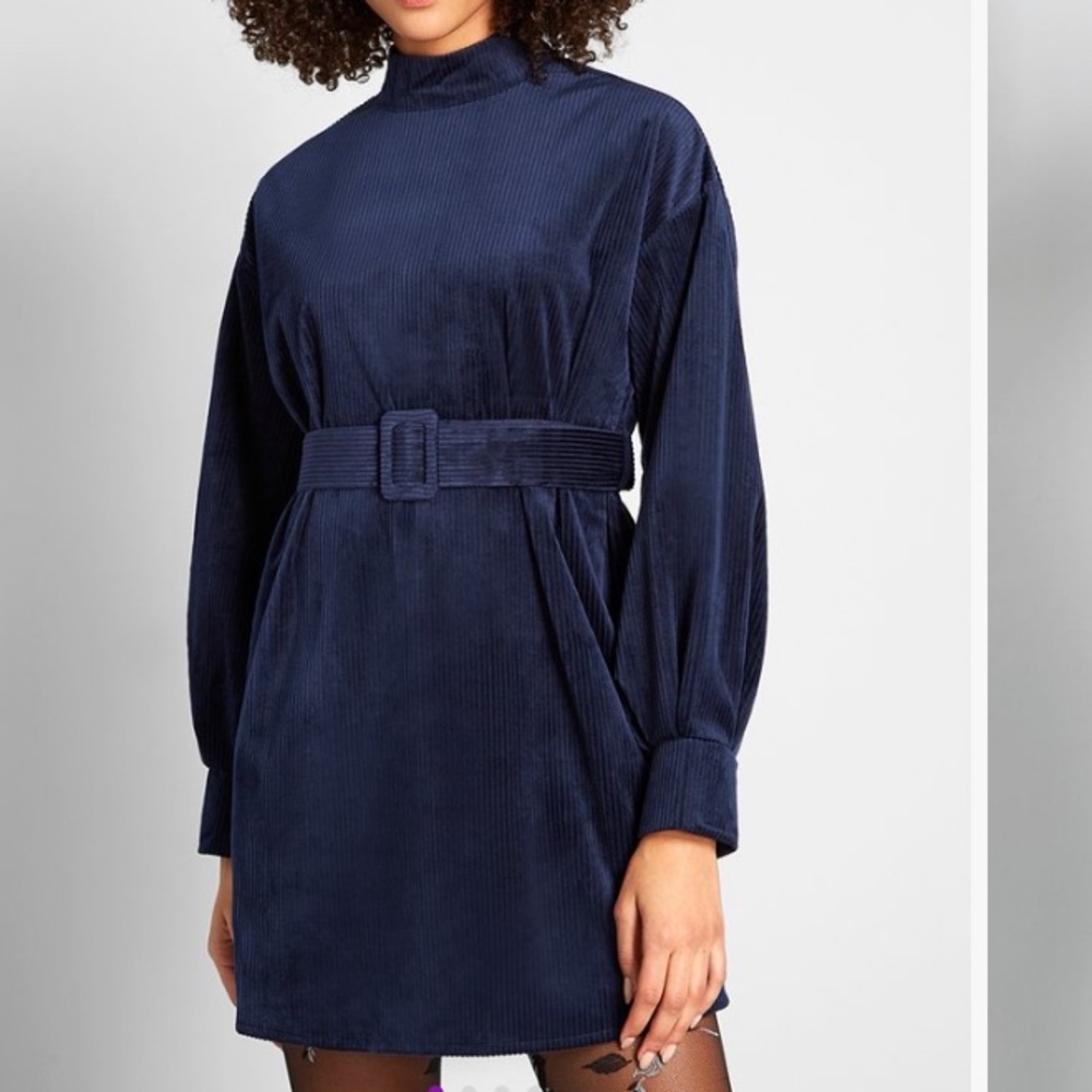 - ModCloth Navy Coveted Corduroy A-line Dress